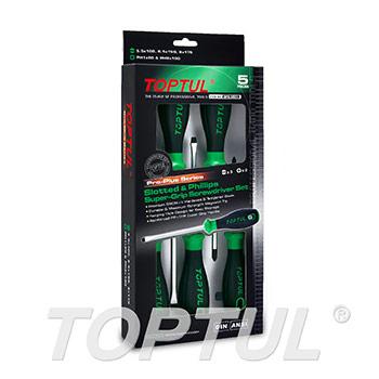 5PCS PRO-PLUS SERIES Slotted & Phillips Super-Grip Screwdriver Set