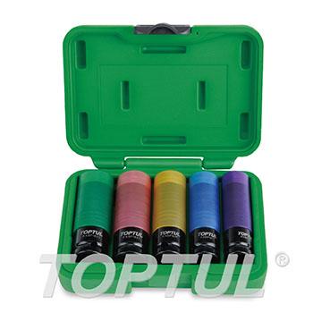 5PCS 1/2" DR. 6PT Flank Pro-Series Thin Wall Deep Impact Socket Set