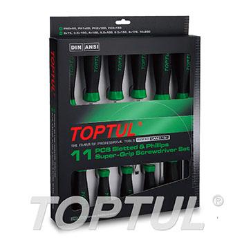 11PCS Slotted & Phillips Super-Grip Screwdriver Set