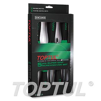 5PCS Slotted & Phillips Super-Grip Screwdriver Set