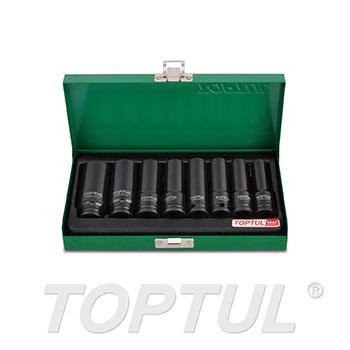 8PCS 3/8" DR. 6PT Flank Deep Impact Socket Set