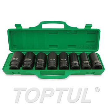 8PCS 3/4" DR. 6PT Flank Deep Impact Socket Set (22-38mm)