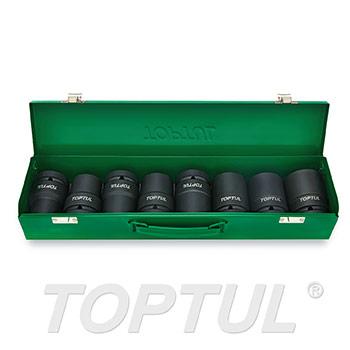 8PCS 1" DR. 6PT Flank Thin Wall Impact Socket Set