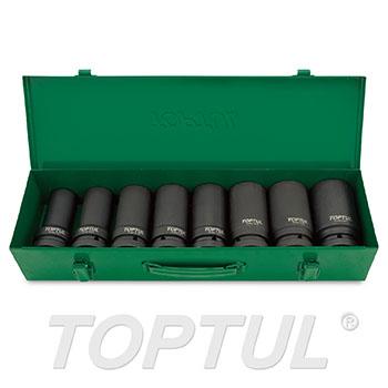 8PCS 1" DR. 6PT Flank Deep Impact Socket Set