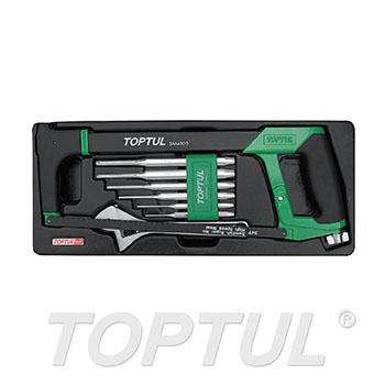 8PCS - Hacksaw, Adjustable Wrench & Pin Punch Set