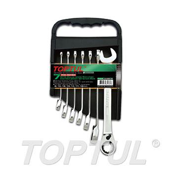 7PCS Pro-Series Reversible Ratchet Combination Wrench Set - STORAGE RACK