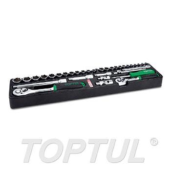 34PCS 1/4" & 3/8" DR. Flank Socket Set