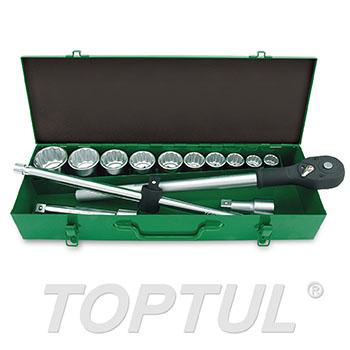 14PCS Professional Grade - 3/4" Dr. 12PT Flank Socket Set (METRIC)