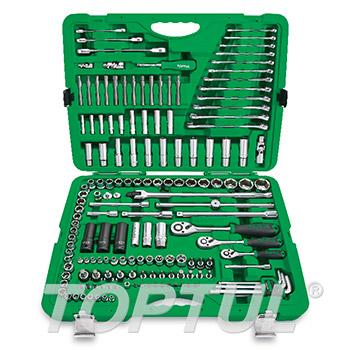 163PCS 1/4", 3/8" & 1/2" DR. Flank Socket Wrench Set