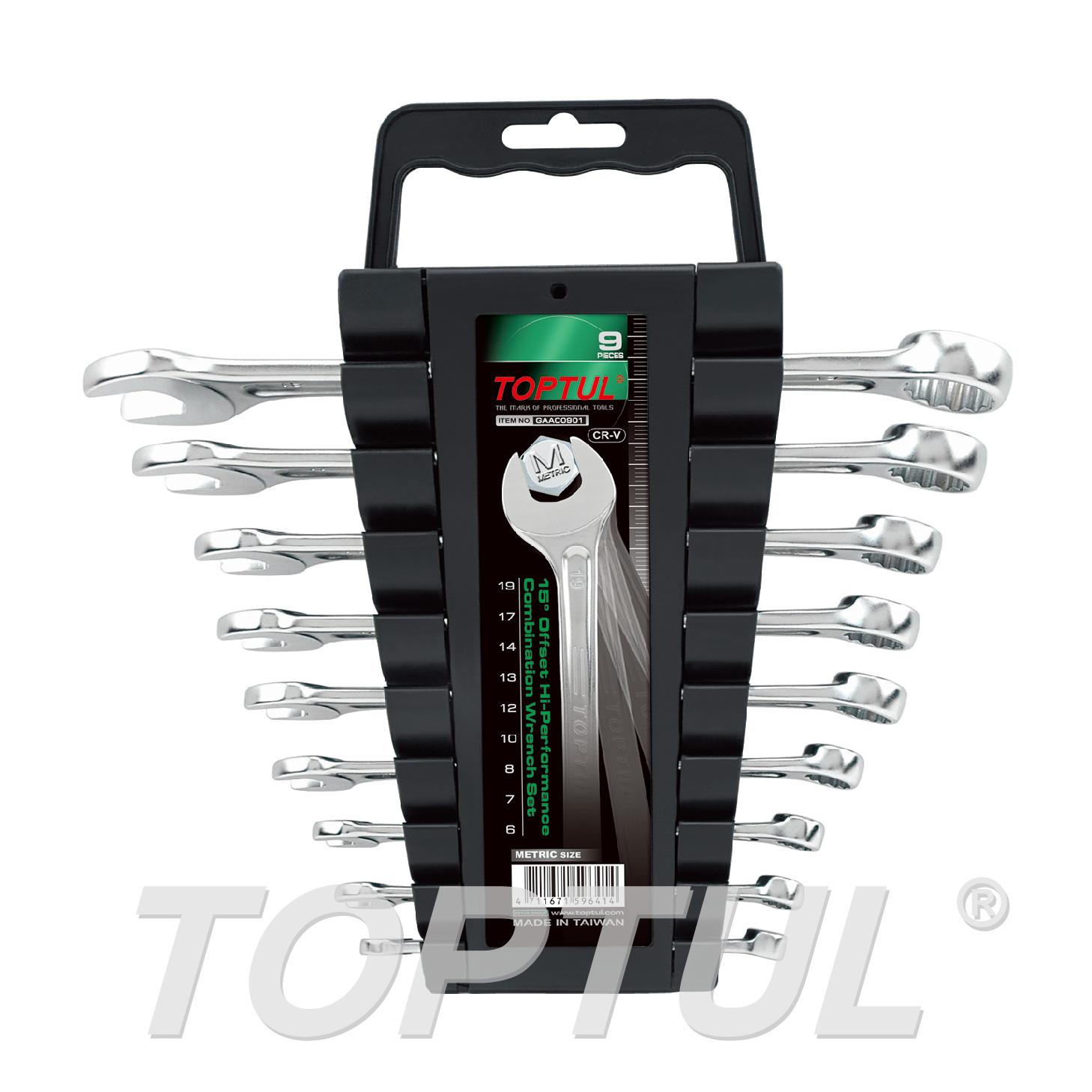 15° Offset Hi-Performance Combination Wrench Set - STORAGE RACK - METRIC