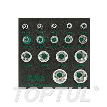 16PCS 1/4", 3/8" & 1/2" DR. Torx Plus®EPR Socket Set