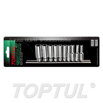 10PCS 1/4" DR. 12PT Deep Socket Rail Set- SAE