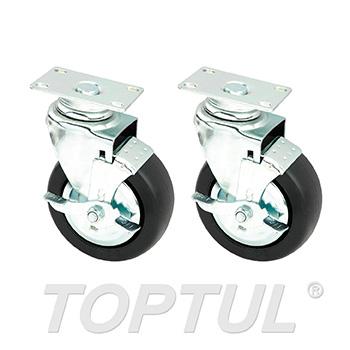 5"X2" PP Casters (2PCS SWIVEL W/LOCK)