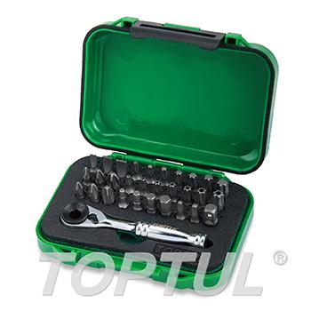 31PCS 1/4" Hex Drive Mini Ratchet Bit Set