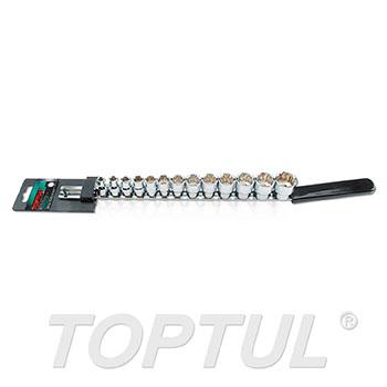 13PCS 3/8" DR. 12PT Socket Rail Set - SAE