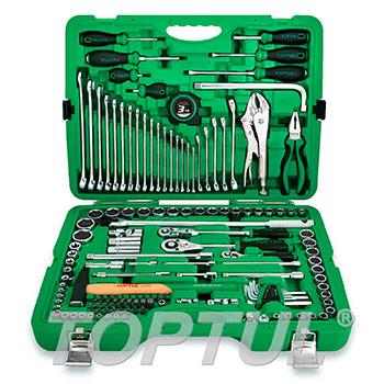 144PCS Professional Grade 1/4", 3/8" & 1/2" DR. Flank Socket Wrench Set