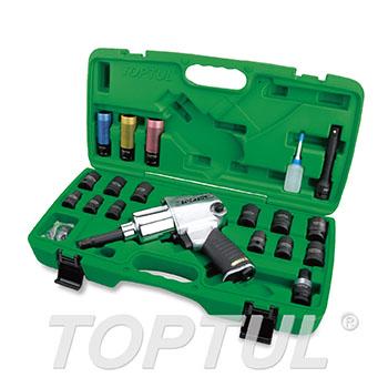 27PCS 1/2" DR. Air Impact Wrench Set (Long Anvil / Max. Torque 600 Ft-Lb)