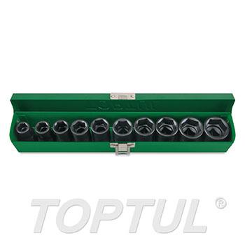 10PCS 1/2" DR. 6PT Flank Impact Socket Set (SAE)