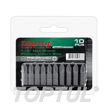 1/4" Hex Shank Phillips Insert Bits (10PCS)