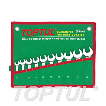 15° Offset Midget Combination Wrench Set - POUCH BAG - GREEN