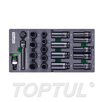 21PCS 1/2" DR. 6PT Flank Impact Socket Set