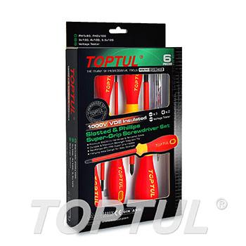 6PCS VDE Insulated Pro-Plus Series Slotted & Phillips Super-Grip Screwdriver Set