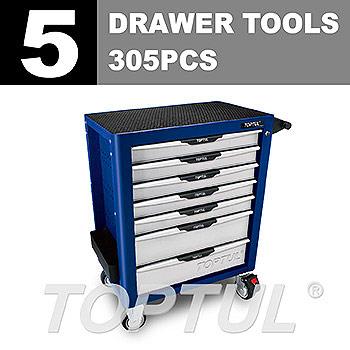 W/7-Drawer Tool Trolley - 305PCS Mechanics Tool Set (PRO-PLUS SERIES) BLUE