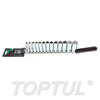 13PCS 3/8" DR. 6PT Deep Socket Rail Set - METRIC