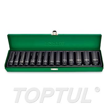 14PCS 1/2" DR. 6PT Flank Deep Impact Socket Set
