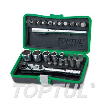 27PCS 1/4" DR. Mini Ratchet Socket & Bit Set