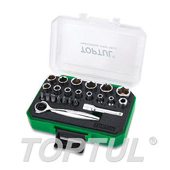 23PCS 1/4" DR. Mini Ratchet Socket & Bit Set