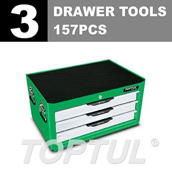 W/3-Drawer Tool Chest - 157PCS Mechanics Tool Set (PRO-LINE SERIES) GREEN