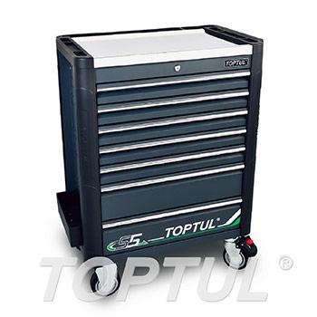 7-Drawer Mobile Tool Trolley - BUMPER SERIES - Stainless Steel Worktop