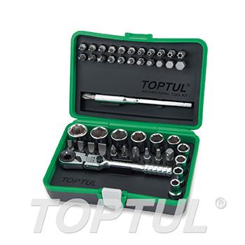 45PCS 1/4" DR. Mini Ratchet Socket & Bit Set