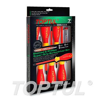 7PCS VDE Insulated Pro-Plus Series Slotted & Phillips Super-Grip Screwdriver Set
