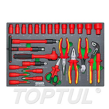 27PCS 1/2" DR. VDE Insulated 6PT Flank Socket, Pliers & Scissors Set